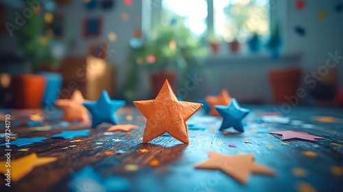 Colorful star shapes childhood creativity images