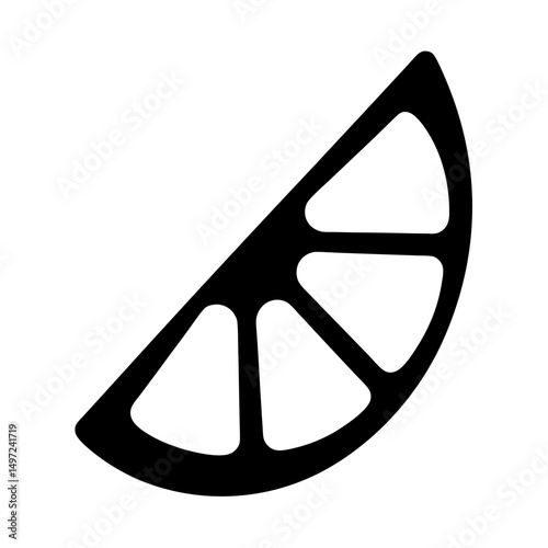 Stylized black and white vector illustration of an orange or lemon slice