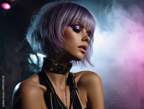 Stylish woman with striking...