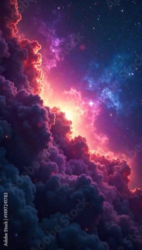 Stunning cosmic vista, swirling nebulae and distant stars creating a breathtaking galactic panorama  Perfect for science fiction, fantasy, or space-themed projects ,  black hole,  wallpaper