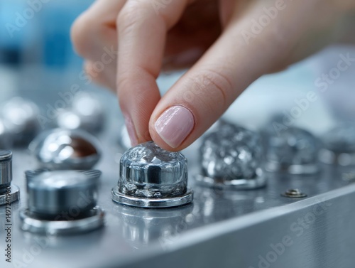 A hand with manicured nails...