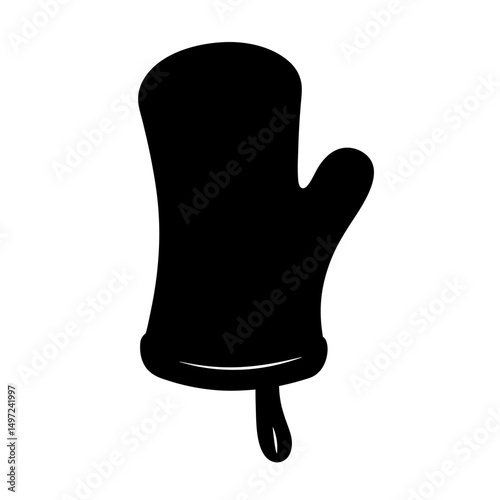 Stylized black silhouette of an oven mitt or cooking glove illustration