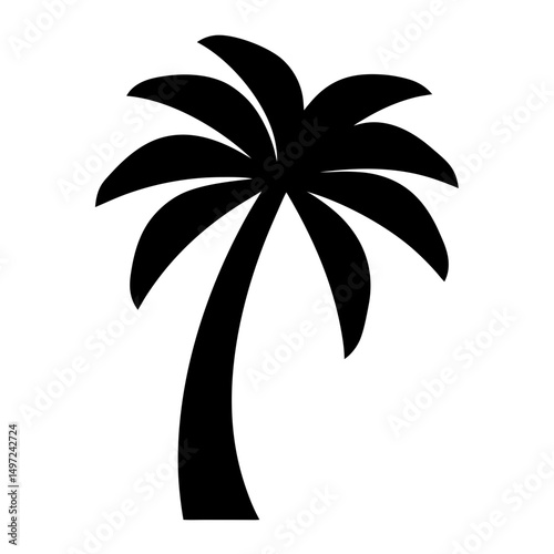 Silhouette of a tropical palm tree on a white background vector