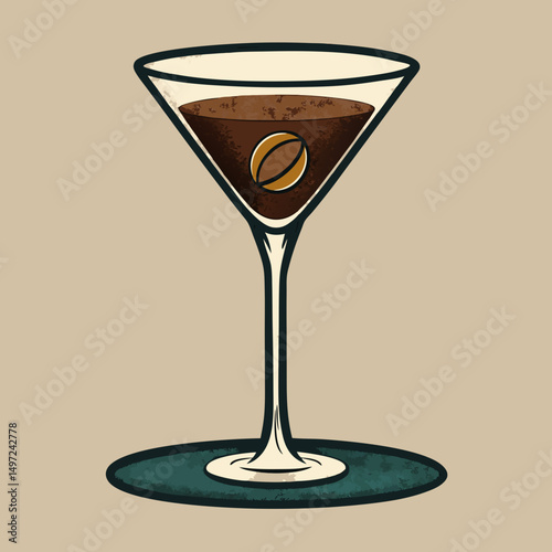 martini glass with ice