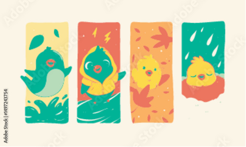 Charming Vector Illustrations of Colorful Birds in Various Settings