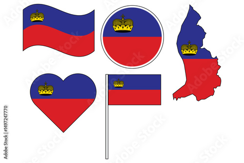 set of badges with flag of Liechtenstein  vector illustration