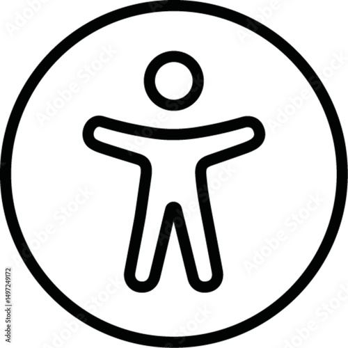 Barrierefrei Icon für Websites als Pfaddatei; Strichsymbole als editierbare Linien; Barrierefreiheits- stärkungsgesetz (BFSG), Inklusion & European Accessibility Act (EAA)