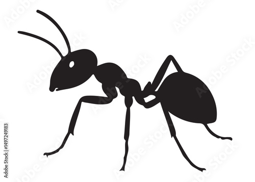 ant logo vector silhouette illustration, vector illustration of ant logo icon design, vector of a black silhouette ant, black ant silhouette isolated on white background.