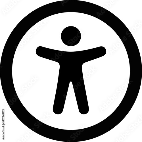 Barrierefrei Icon für Websites als Pfaddatei; Strichsymbole als editierbare Linien; Barrierefreiheits- stärkungsgesetz (BFSG), Inklusion & European Accessibility Act (EAA)
