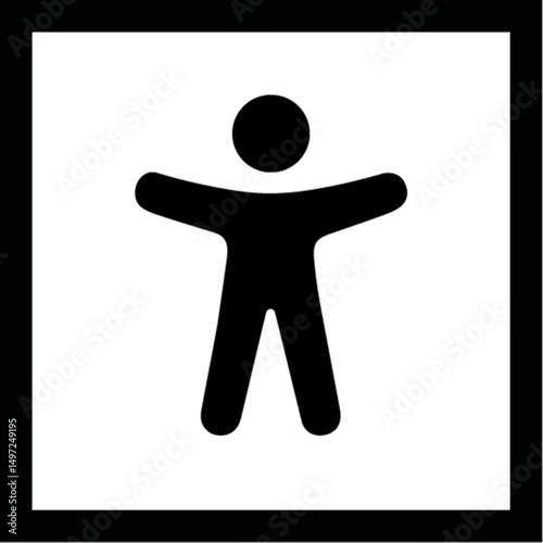 Barrierefrei Icon für Websites als Pfaddatei; Strichsymbole als editierbare Linien; Barrierefreiheits- stärkungsgesetz (BFSG), Inklusion & European Accessibility Act (EAA)