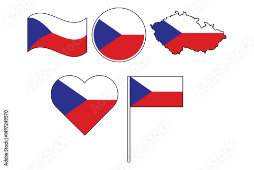 set of badges with flag of Czech Republic vector illustration