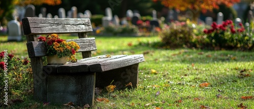 A wooden bench near a gravesite, offering a place for quiet reflection and a final goodbye