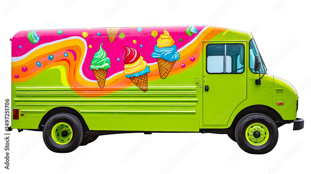Fototapeta premium Colorful ice cream truck with bright design and vibrant colors cheerful and fun perfect for dessert delivery or events lively