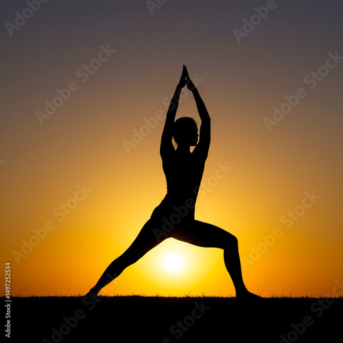 Silhouette Woman Yoga Sunse...
