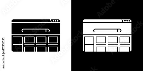 Website UI design icon Vector in flat style. Collection silhouettes