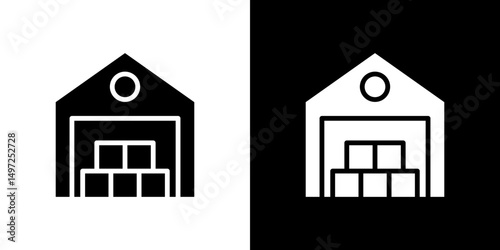 Warehouse icon Vector in flat style. Collection silhouettes