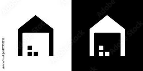 Warehouse icon Vector in flat style. Collection silhouettes