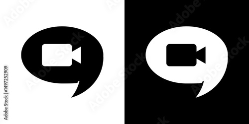 Video call icon Vector in flat style. Collection silhouettes