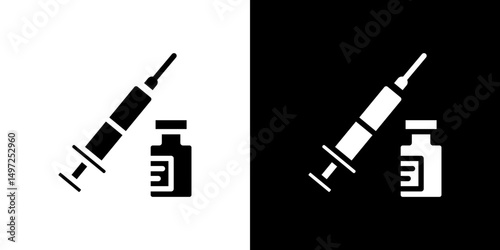 Vaccine vial icon Vector in flat style. Collection silhouettes