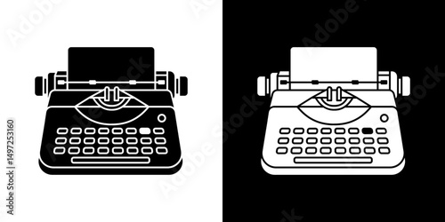 Typewriter icon Vector in flat style. Collection silhouettes