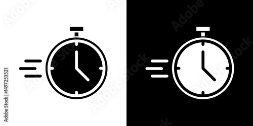 Time fast icon Vector in flat style. Collection silhouettes