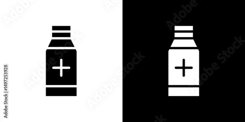 Syrup medicine bottle icon Vector in flat style. Collection silhouettes