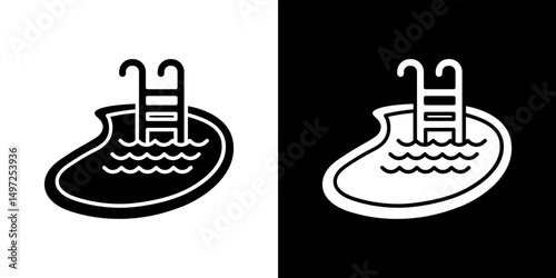 Swimming pool icon Vector in flat style. Collection silhouettes