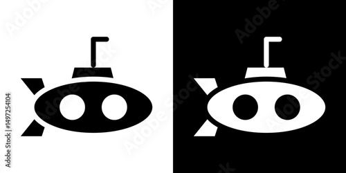 Submarine icon Vector in flat style. Collection silhouettes