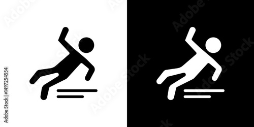 Slippery floor icon Vector in flat style. Collection silhouettes