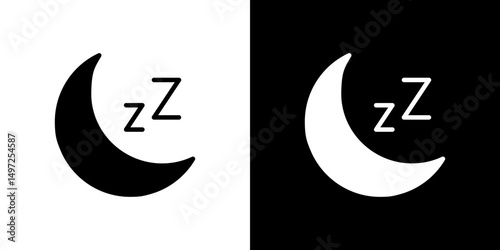 Sleep icon Vector in flat style. Collection silhouettes