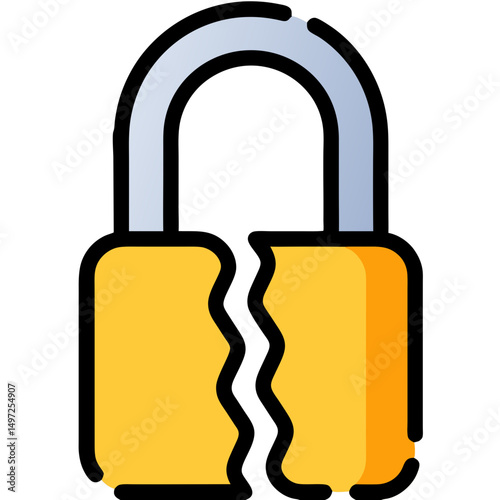 Broken Padlock Security Breach Icon
