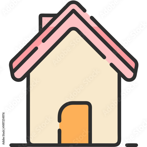 Cute Pink House Home Icon Design
