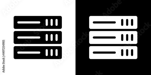 Server rack icon Vector in flat style. Collection silhouettes