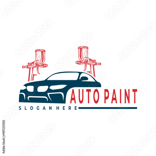 Auto Paint logo design icon. car with spray gun logo design. Painting Service logo design