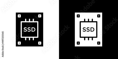 SSD drive icon Vector in flat style. Collection silhouettes