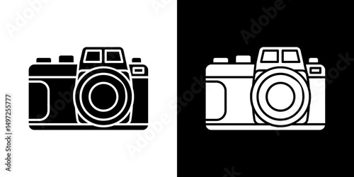 Retro camera icon Vector in flat style. Collection silhouettes