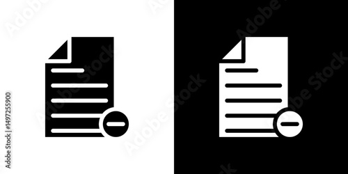 Remove document icon Vector in flat style. Collection silhouettes