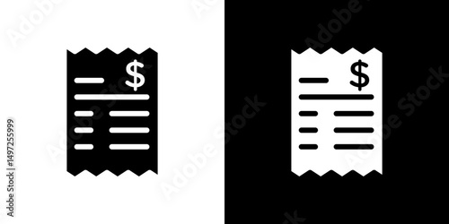 Receipt icon Vector in flat style. Collection silhouettes
