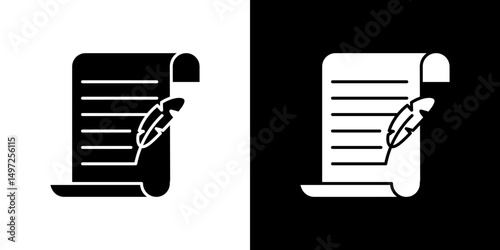 Quill icon Vector in flat style. Collection silhouettes