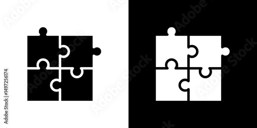 Puzzle icon Vector in flat style. Collection silhouettes