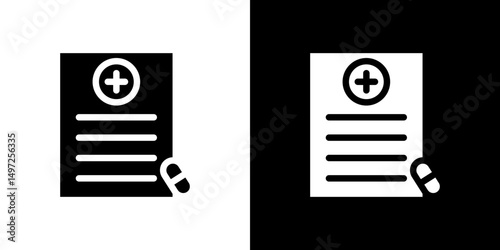 Prescription icon Vector in flat style. Collection silhouettes