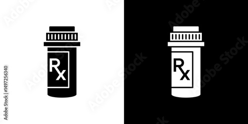 Prescription bottle icon Vector in flat style. Collection silhouettes