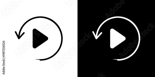 Playback icon Vector in flat style. Collection silhouettes