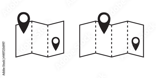 Canvas Print set of location map icons isolated vector illustration