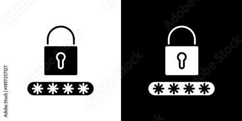 Password icon Vector in flat style. Collection silhouettes