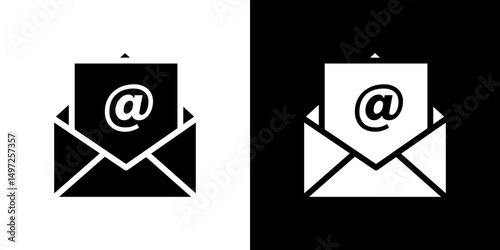 Open email icon Vector in flat style. Collection silhouettes