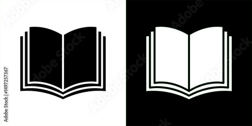 open book icon Vector in flat style. Collection silhouettes