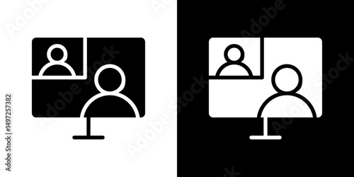 Online meeting icon Vector in flat style. Collection silhouettes