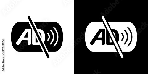 No audio description icon Vector in flat style. Collection silhouettes