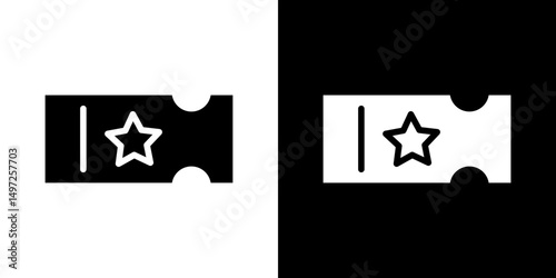 Movie ticket icon Vector in flat style. Collection silhouettes